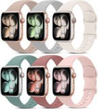 6 Pack Sport Bands Compatible with Apple Watch Band 38mm 40mm 41mm 42mm 44mm 45mm 49mm 46mm,Silicone Waterproof Strap for iWatch Apple Watch Series 11 10 9 Ultra 8 7 6 5 4 3 2 1 SE Women Men