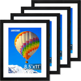 FIXSMITH 8x10 Picture Frame Set of 2, Photo Frame with HD Plexiglass, Display Pictures 5x7 with Mat or 8x10 Without Mat Multi Picture Frames Collage for Tabletop or Wall Display, Black