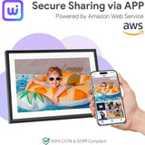 10.1'' Digital Picture Frame with 32GB Storage, Digital Photo Frame with 1280x800 IPS Touch Screen, Share Photos/Videos and Send Best Wishes via Free App