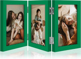 decorUhome Triple 4x6 Picture Frame Vertical, Engineered Wood Trifold Photo Frame with Plexiglass for Tabletop Display, 4x6, Black