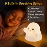 Nextang RGB Ghost Night Light - Soft Squishy Silicone Lamp with Tap Control and Sounds, Dimmable Rechargeable Bedside Lamp for Kids
