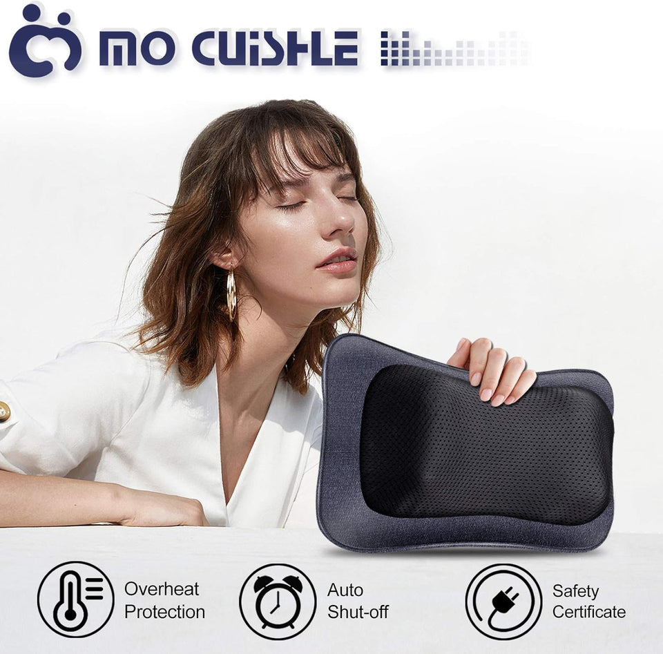 Mo Cuishle Electric Shiatsu Back Massager with Heat - Powerful 3D Kneading for Neck, Shoulder, Lower Back Pain Relief - Ergonomic Design for Home, Office, & Car - Gifts for Women, Men, Mom & Dad