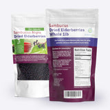 usda-certified 100% organic dried elderberries 1lb bulk non-irradiated non-gmo whole black elderberry