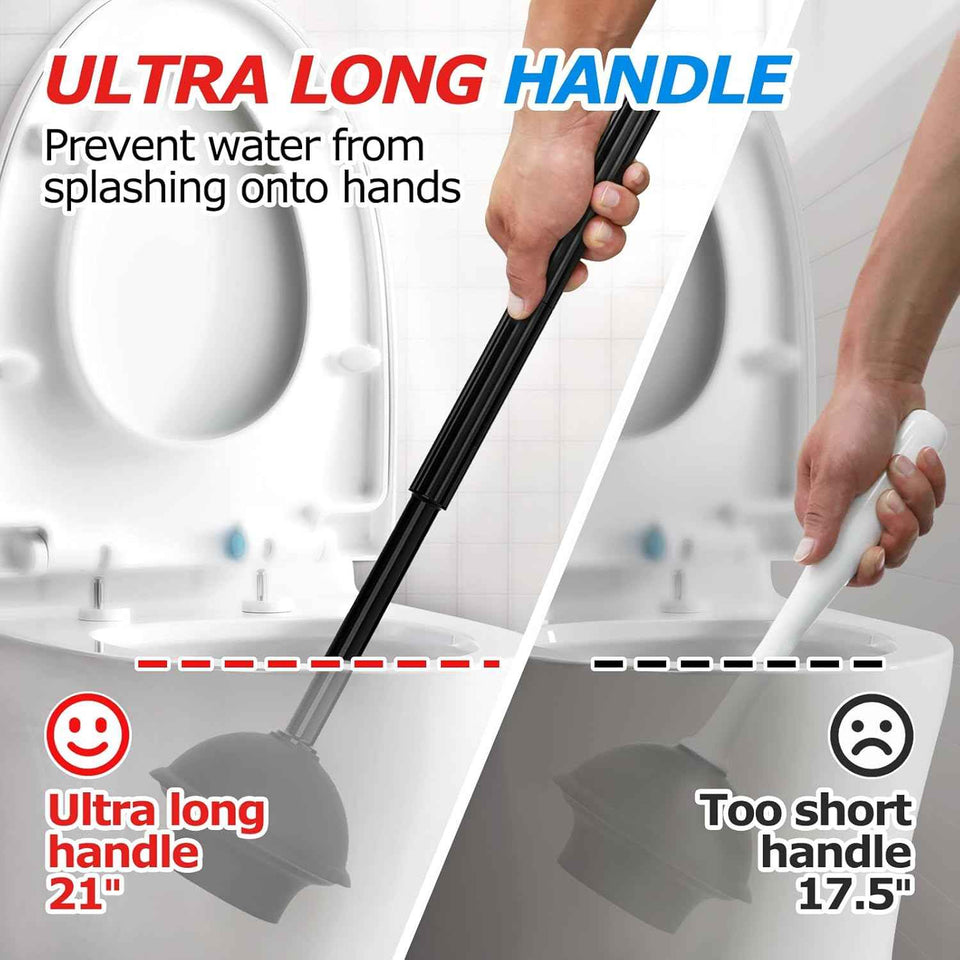 2-in-1 toilet plunger and brush set with extended handle for easy bathroom cleaning and maintenance
