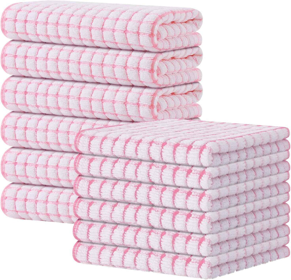 Kitinjoy Cotton 8 Pack Terry Kitchen Dish Cloths, 12 x 12 Inches Super Soft and Absorbent Dish Rags, Quick Drying Dish Towels for Washing Dishes, Mixed Color