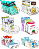 ELTOW 4-Pack Snack Organizer, 3-Compartment Plastic Bins with Removable Dividers, Chip & Food Storage for Pantry, Spices, Fridge, and Cabinet