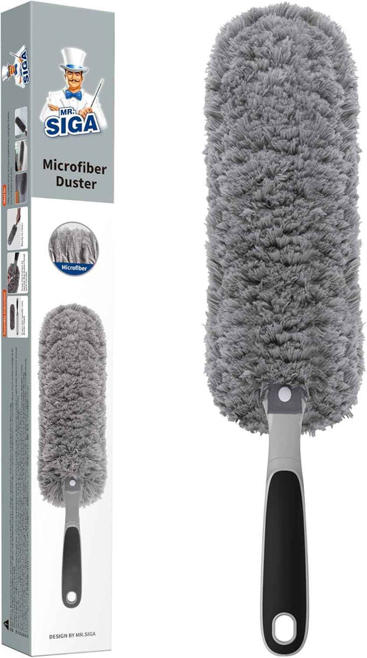 MR.SIGA Lint-Free Microfiber Duster, Washable for Household Cleaning in Gray
