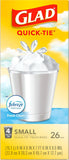 Glad Small Trash Bags 4 Gallon, Febreze Fresh Clean Garbage Bags, Odor Resistant with Quick Tie, 26 Count - Rayz Mart