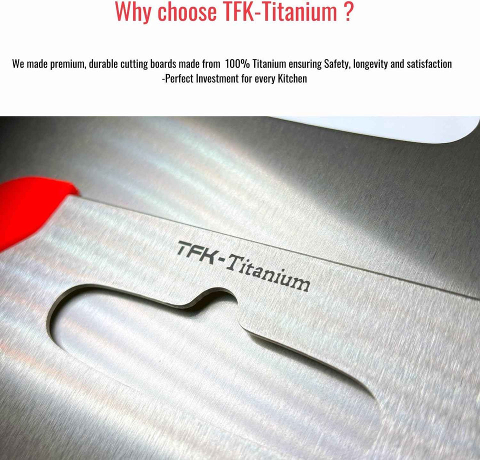 Titanium Cutting Board - 100% Pure Titanium Cutting Boards for Kitchen, Non toxic, Dishwasher safe and with Non slip silicon pads for stable and water resistance cutting (Large)