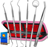 G.CATACC Dental Tools, Dental Pick Teeth Cleaning Tools Hygiene Kit, Plaque Remover for Teeth, Professional Stainless Steel Tooth Scraper Plaque Tartar Cleaner - with Case