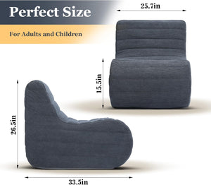 Bean Bag Chair, Fireside Bean Bags Lazy Sofa Sack, Big Beanbag Chair Floor Couch, Memory Foam Lounge Chair for Bedroom, Living Room, Office and Home (Gray)