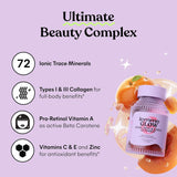 Lemme Glow Collagen Gummies for Thick Hair, Strong Nails & Healthy Skin with Multi-Collagen Peptides, Biotin, Trace Minerals, Zinc, Vitamins A, C & E, Dairy & Gluten Free, Peach Flavor, 60 ct.