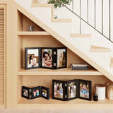 decorUhome Triple 4x6 Picture Frame Vertical, Engineered Wood Trifold Photo Frame with Plexiglass for Tabletop Display, 4x6, Black