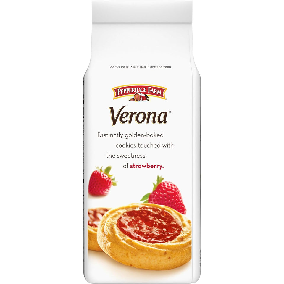 Pepperidge Farm Verona Strawberry Thumbprint Cookies, 6.75 OZ Bag, 18 Crispy Shortbread Cookies