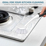 SetSail Dish Brush Set of 3 with Bottle Brush, Dish Scrub Brush with Long Handle Deep Cleaning Handle Brush with Scraper Tip for Kitchen Sink Dishes Bottle Cup Pot and Pans Tile Lines, Black