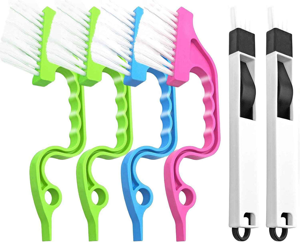 6pc hand-held groove gap cleaning tools crevice brush kit with collapsible dustpan for easy cleaning