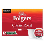 Folgers Classic Roast, 12-Count Medium Roast Coffee K-Cup Pods, 6-Pack