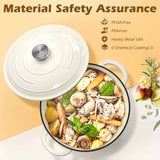 Enameled Cast Iron Dutch Oven - Umite Chef 5QT Pot with Lid & Cotton Potholders - Heavy-Duty Cookware for Bread Baking, Braising, Stews, Roasting(Cream White)