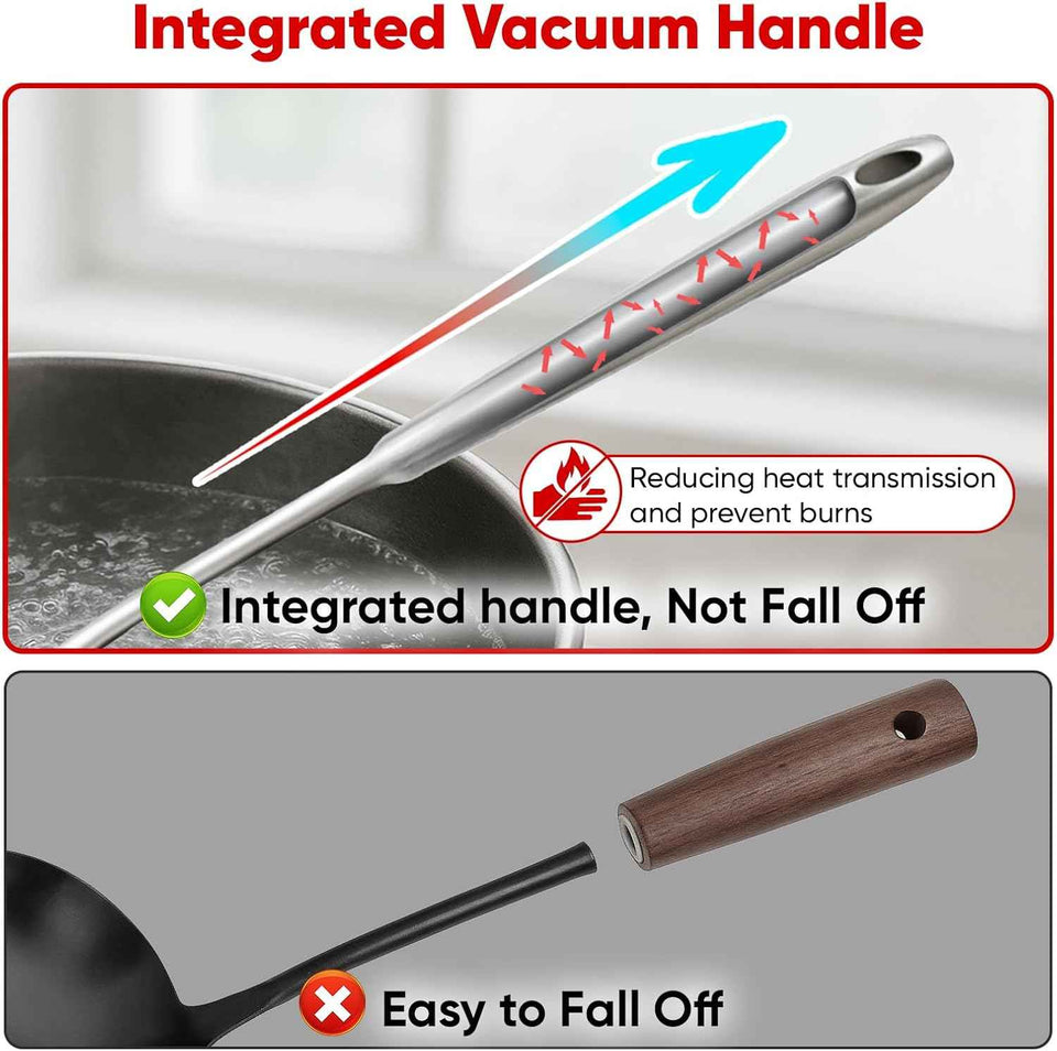 Newness 16 Pcs Cooking Utensils Set, 304 Stainless Steel Kitchen Utensils Set, Metal Kitchen Accessories, Include Soup Ladle, Slotted Skimmer Spoon, Spaghetti Spoon and Spatula, Dishwasher Safe