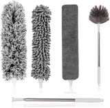 Microfiber feather duster kit with 5-in extension pole, cobweb duster, and microfiber dusters for high ceilings and furniture