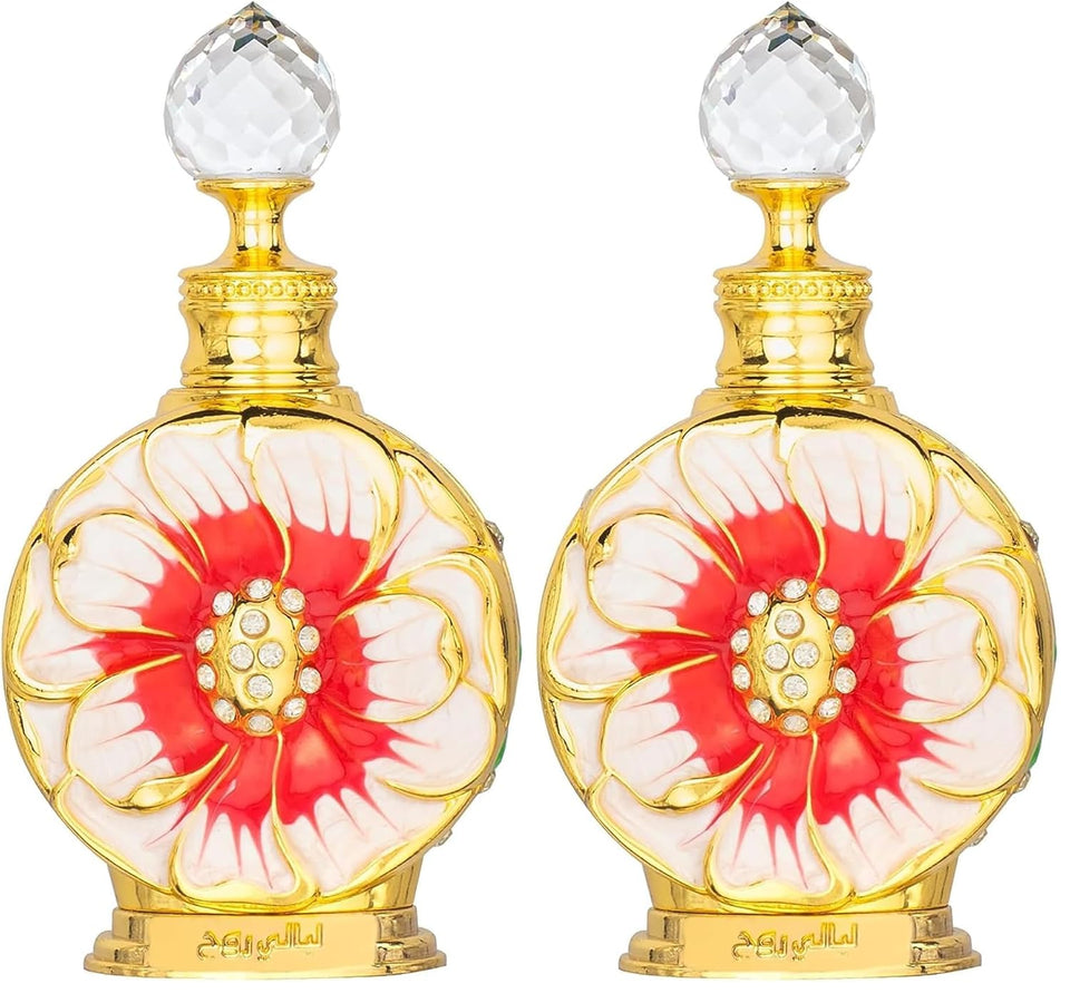 swiss arabian layali rouge 0.5 oz luxury perfume oil fragrance with mango rose and coconut notes