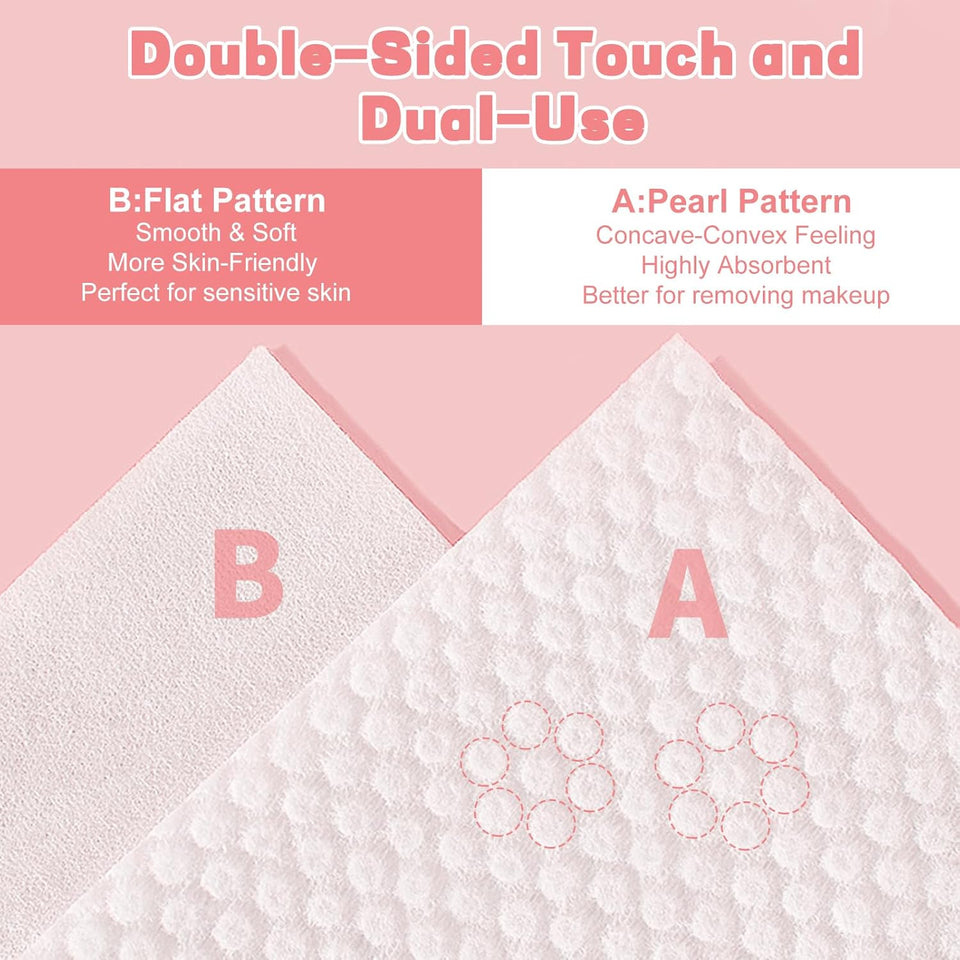 100 Count Disposable Face Towel, Ultra Soft & Thick Washcloths, Biodegradable Facial Towels for Sensitive Skin, Makeup Remover Dry Wipes, Lint-Free Towelettes for Cleansing