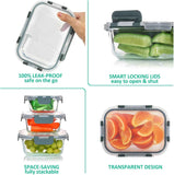 komuee 24-piece glass food storage containers set, meal prep containers, stackable airtight, microwave and oven safe