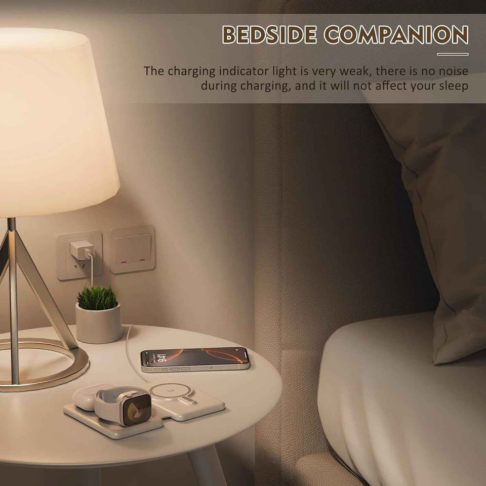 Magnetic Wireless Charger for iPhone: 3 in 1 Travel Charging Station for Apple Devices for iPhone 17 Air 16 15 14 13 12 Pro Max Plus - Foldable Charging Pad for Apple Watch Series & Airpods 4 3 2 Pro