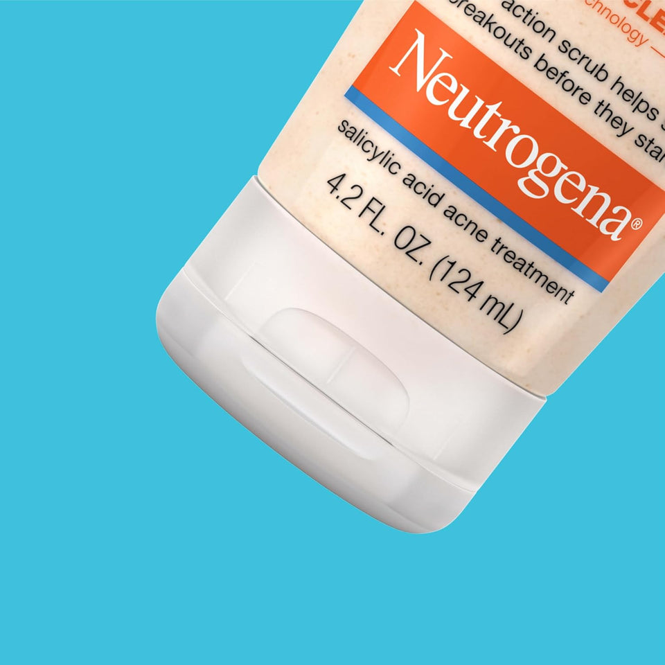 Neutrogena Oil-Free Acne Face Wash with 2% Salicylic Acid, Daily Exfoliating Scrub & Acne Treatment for Oily, Acne-Prone Skin, Clears Breakouts & Blackheads, 4.2 fl. oz