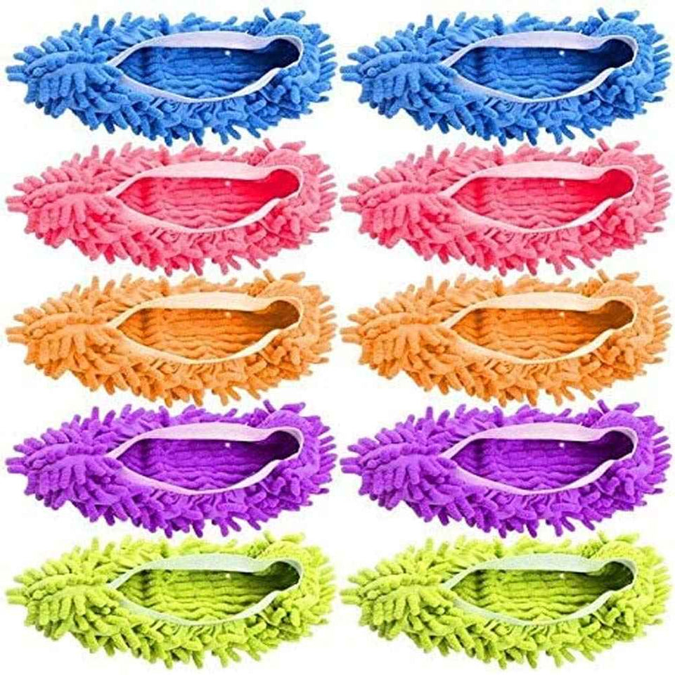 microfiber mop slipper shoes set for men women kids soft washable reusable free size