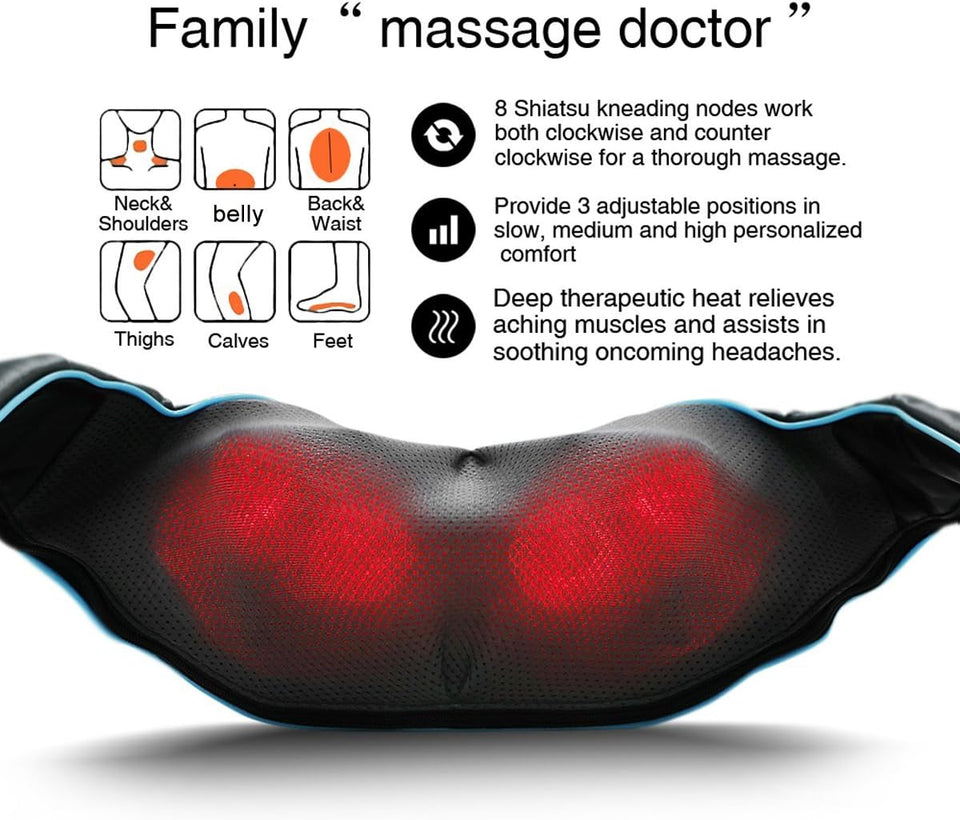 Mo Cuishle Mothers Day Gifts, Shiatsu Back Shoulder and Neck Massager with Heat, Electric Deep Tissue 4D Kneading Massage, Best Gifts for Women Men Mom Dad Wife Husband her him, Fathers Day, Christmas