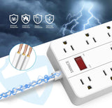 Power Strip with USB,Surge Protector Flat Plug with 8 Widely Spaced Outlets and 6 USB Ports(1 USB C), 5ft Extension Cord Wall Mountable Phone Tablet Laptop Computer Multiple Devices