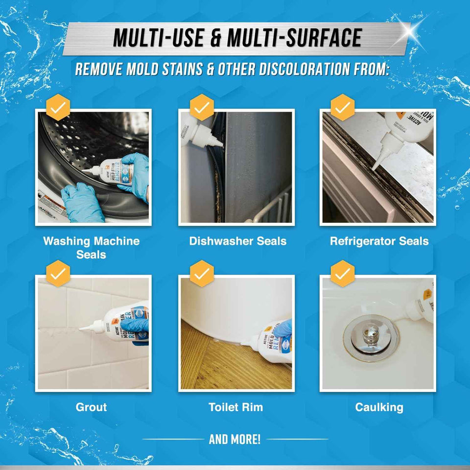 ACTIVE Mold Stain Remover Gel Cleaner - Heavy Duty Stain Removal for Front Loader Washing Machines, Bathrooms, and More