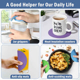 Aixoom Rubber Jar Opener Pads Set of 4, Round Heat-insulated Non-Slip Gripper Pads for Jars, Kitchen Tool for Easy Opening (Circle)