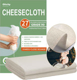 Organic Cheese Cloths, GOTS Certified, Grade 100, 36x36Inch, Reusable Cheese Cloth with Closed Edges Fabric Fine Mesh Cloth, Unbleached Cotton Muslin Cheesecloth for Straining,Cooking,Crafts - 9 Sq.Ft