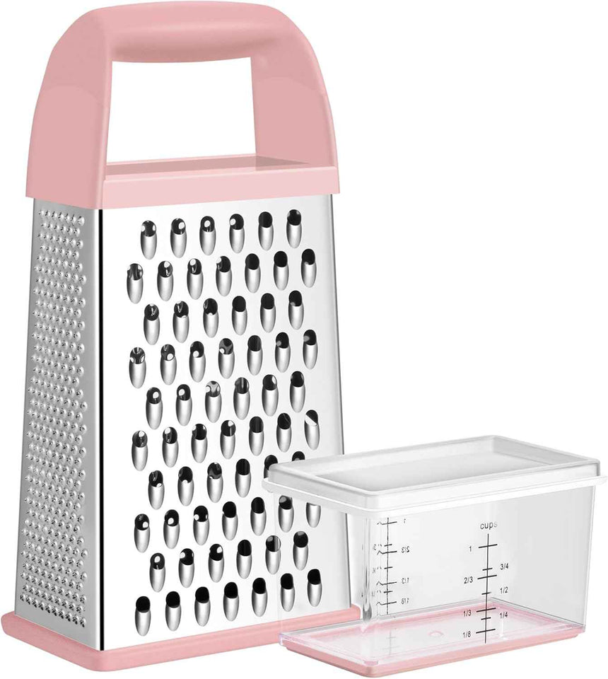 Urbanstrive Cheese Grater With Container Box Grater Stainless Steel Graters for Kitchen Cheese Shredder Parmesan Shredder Kitchen Gadgets Kitchen Tools Kitchen Gifts for Chef Dishwasher Safe Zester