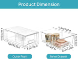 Vtopmart 4 Pack Stackable Storage Drawers, Clear Acrylic Drawer Organizers with Handles for Fridge, Bathroom, Kitchen, Undersink, Cabinet, Pantry