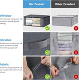 HomeHacks Storage 3-Pack Foldable Clothes Organizer Storage Bags with Clear Window and Sturdy Handles