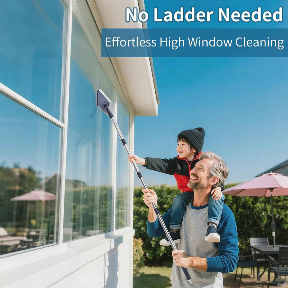 3 in 1 window squeegee with 60 inch extension pole for home glass mirrors and screens cleaning kit