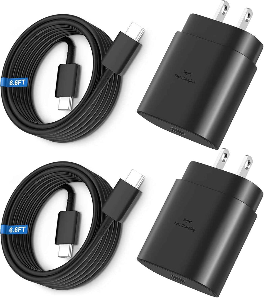 Super Fast Charger Type C, 25W USB C Wall Charger Fast Charging for Samsung Galaxy S25 Ultra/S25/S25+/S24+/S24 Ultra/S24/S24+/S23 Ultra/S22 Ultra/S21 with 10FT Long Android Type C Charger Cable 2Pack