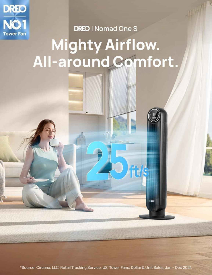 Dreo Tower Fan Smart Oscillating Quiet Floor Fan with Remote and WiFi Voice Control Works with Alexa Google