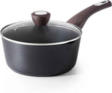SENSARTE Ceramic Nonstick Sauce Pan with Lid, 3.0 Quart Saucepan with Double Spout, Large Cooking Pot, Non toxic Kitchen Sauce Pot, Non stick Saucier Pan, Induction Cookware, PFOA PTFE PFAS Free