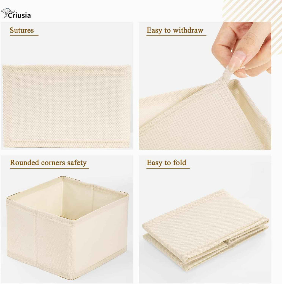 Criusia 15-Piece Beige Fabric Drawer Organizer Set with 3 Sizes for Closet and Dresser