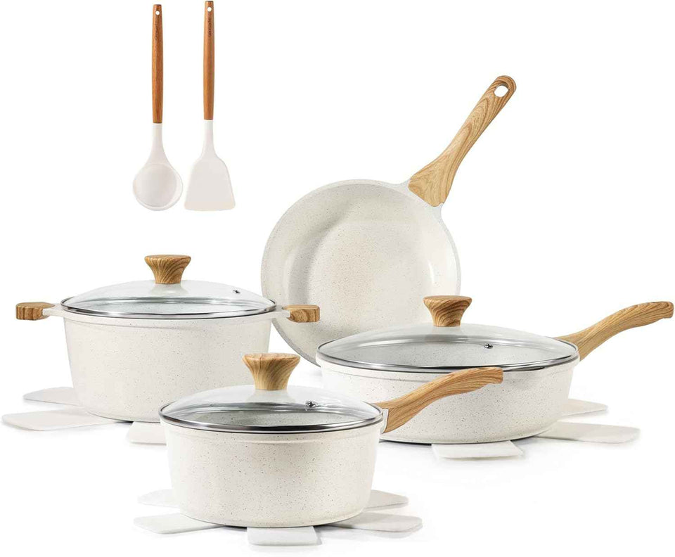 SENSARTE 13-Piece Nonstick Ceramic Cookware Set with Stay-Cool Handles, PFAS and PFOA Free