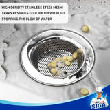 MR.SIGA Kitchen Sink Strainer, stainless steel, dishwasher safe, 4.4 inch outer diameter, pack of 3