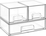 Vtopmart Stackable Storage Drawers Set of 5, Clear Plastic Organizer Bins for Baby Bottle, Beauty Supplies Storage, Ideal for Kichen Countertop, Vanity, Bathroom, Cabinet, Pantry Organization