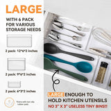 6-Pack Large Clear Plastic Drawer Organizer Trays - Acrylic Kitchen Storage Dividers for Makeup, Utensils, Bathroom & Office