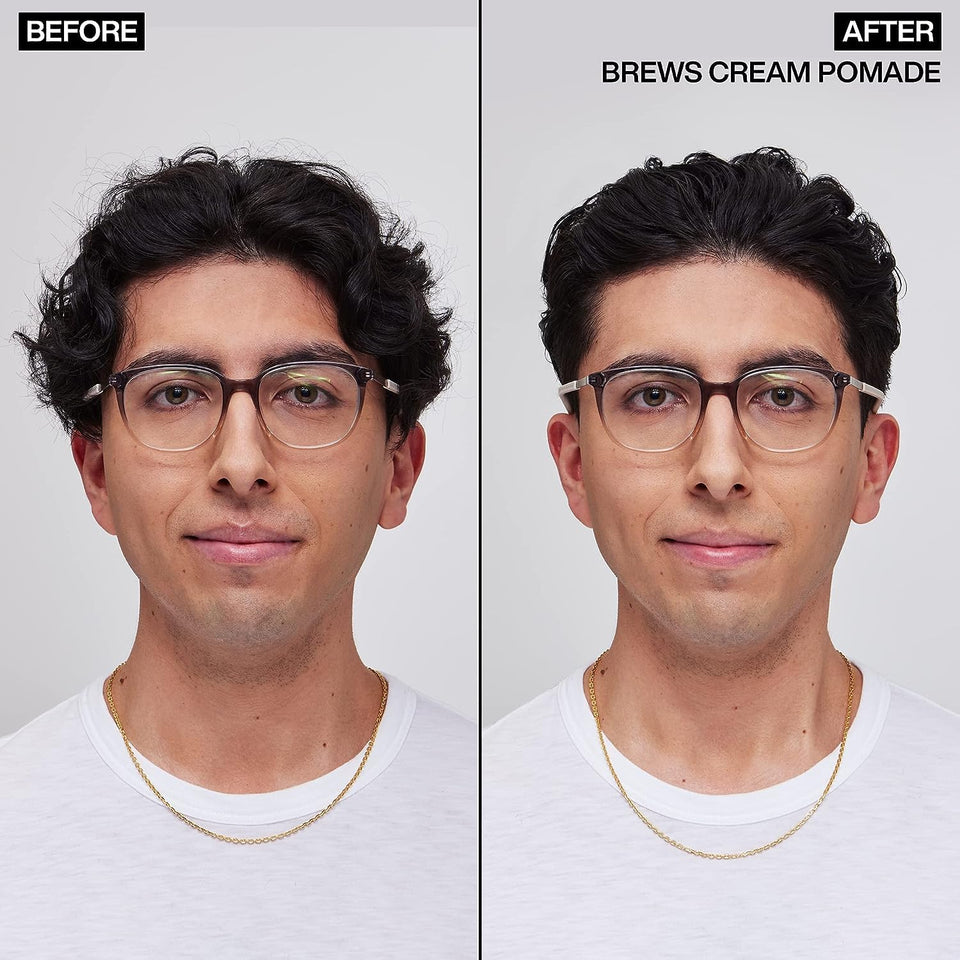 Redken Brews Cream Pomade For Men - Provides Medium Hold With Natural and Smooth Finish With Low Shine, For All Hair Types