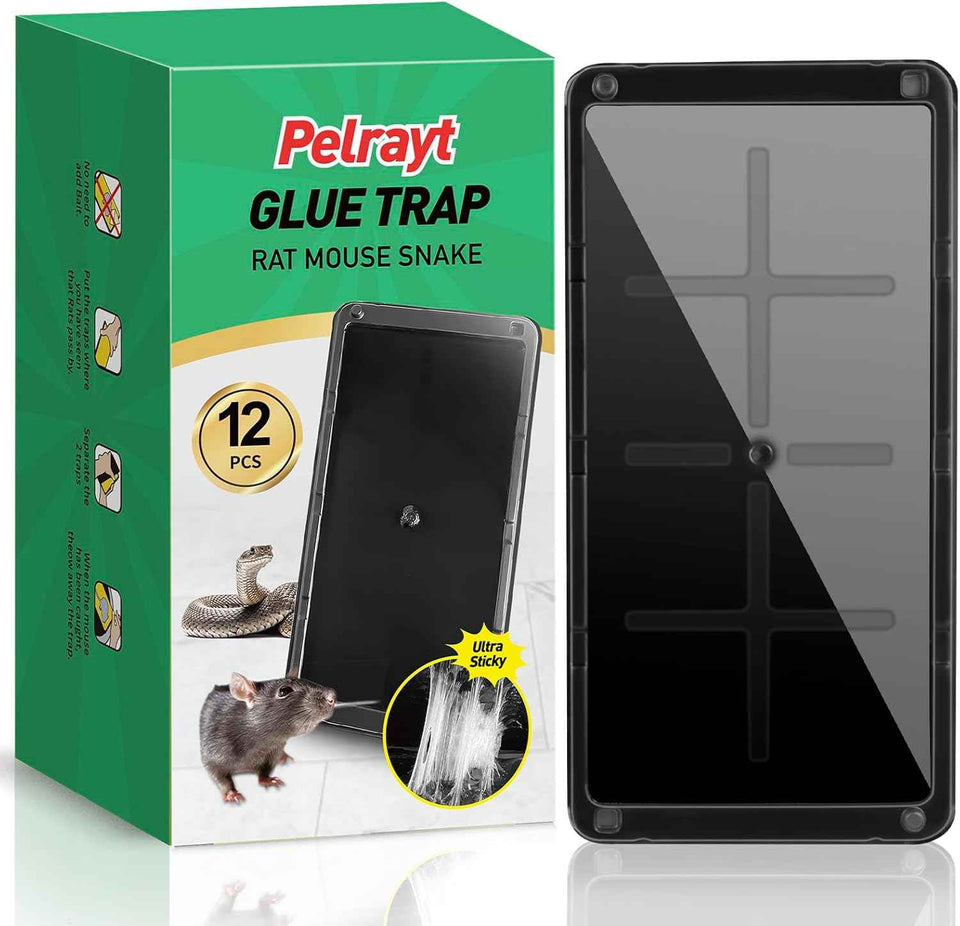 Glue mouse traps indoor for home, rat trap 12 pack, heavy duty non-toxic sticky boards for mice and rats pest control