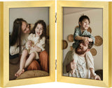decorUhome Double 4x6 Picture Frame Vertical, Engineered Wood Bifold Photo Frame with Plexiglass for Tabletop Display, 4x6, Black